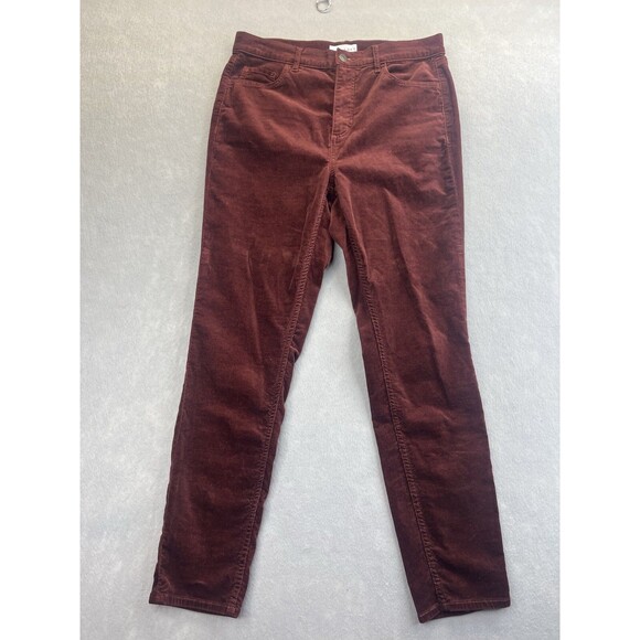 Ann Taylor Loft Pants Womens 30/10 Maroon Velvet Tapered Fit Modern 10 Corduroy - Picture 4 of 11